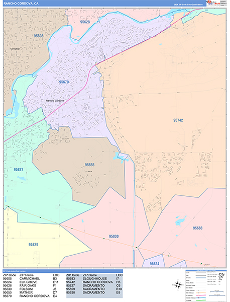 Rancho Cordova, CA Zip Code Map